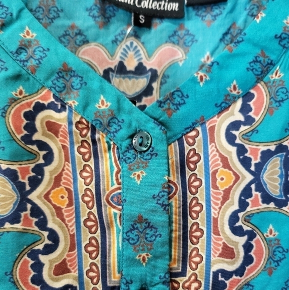 NWT Tolani Collection  small Geneva Teal tunic vneck - Picture 7 of 16